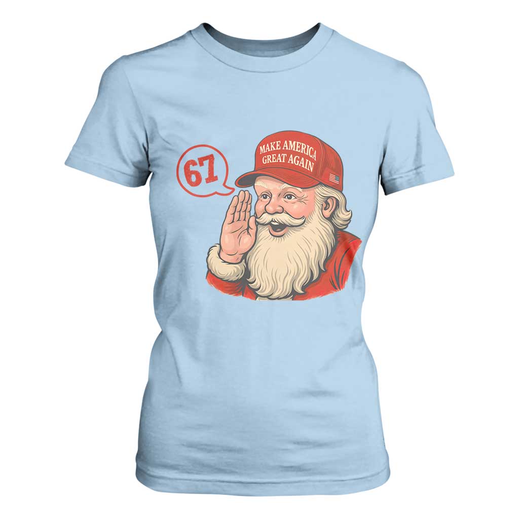 67 Six Seven Christmas T Shirt For Women Santa MAGA Hat Xmas TS14 Light Blue Print Your Wear