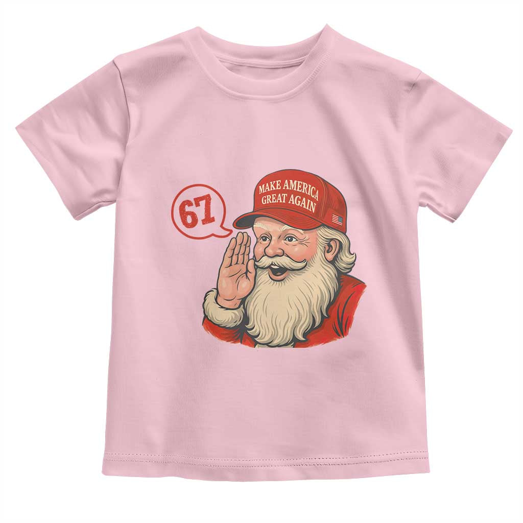 67 Six Seven Christmas Toddler T Shirt Santa MAGA Hat Xmas TS14 Light Pink Print Your Wear