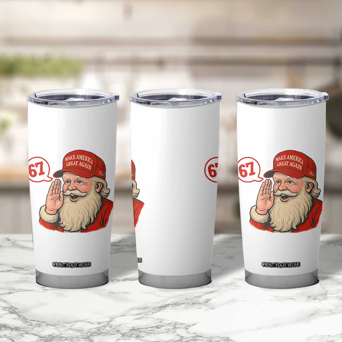 67 Six Seven Christmas Tumbler Cup Santa MAGA Hat Xmas TS14 Print Your Wear