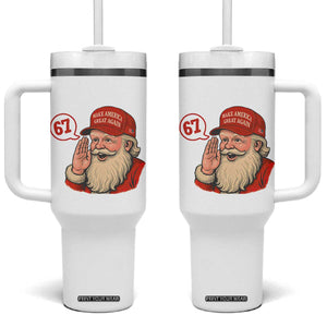 67 Six Seven Christmas Tumbler With Handle Santa MAGA Hat Xmas TS14 One Size: 40 oz White Print Your Wear