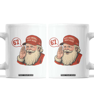 67 Six Seven Christmas Coffee Mug Santa MAGA Hat Xmas TS14 White Print Your Wear