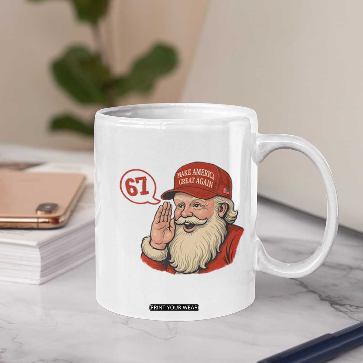 67 Six Seven Christmas Coffee Mug Santa MAGA Hat Xmas TS14 Print Your Wear
