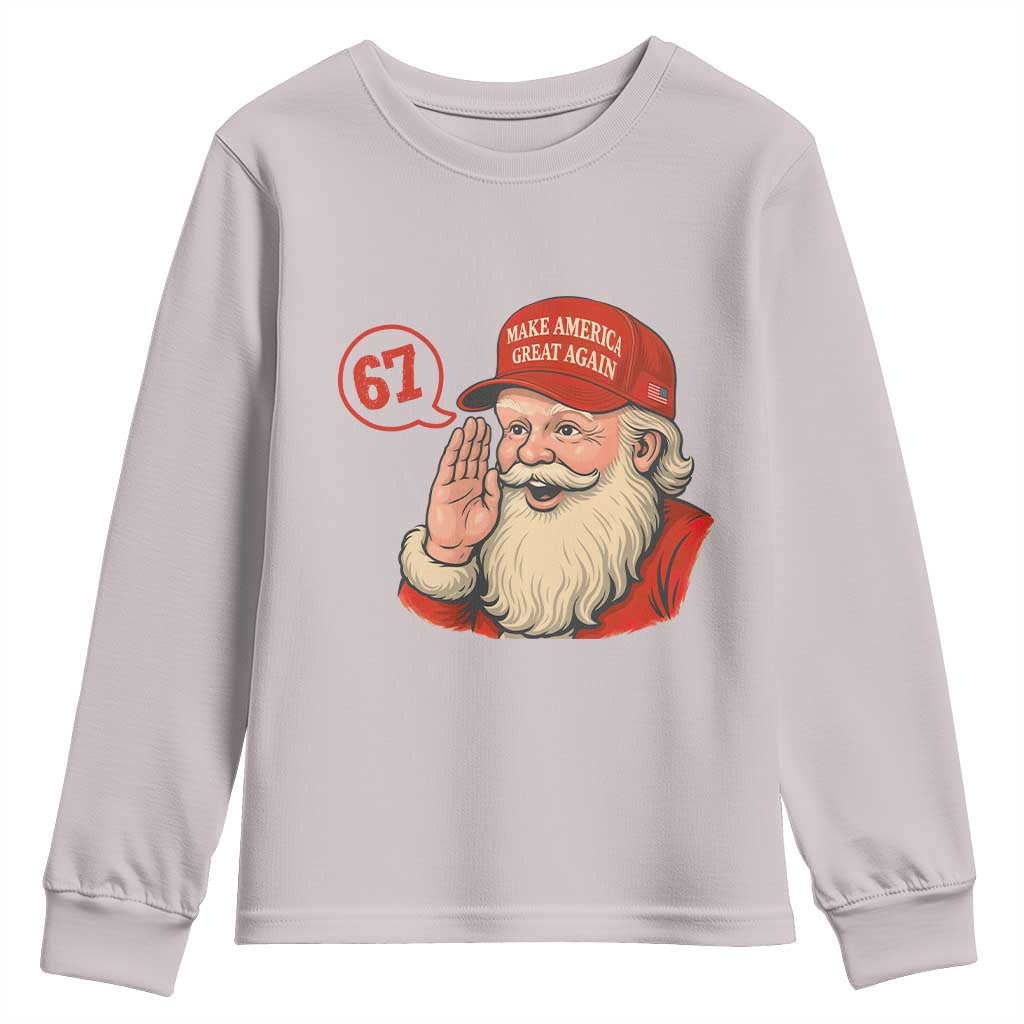 67 Six Seven Christmas Youth Sweatshirt Santa MAGA Hat Xmas TS14 Ice Gray Print Your Wear