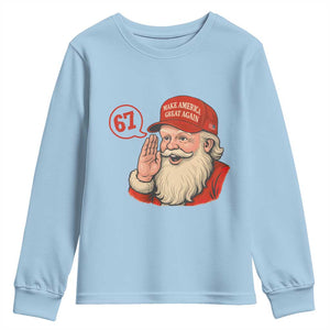 67 Six Seven Christmas Youth Sweatshirt Santa MAGA Hat Xmas TS14 Light Blue Print Your Wear