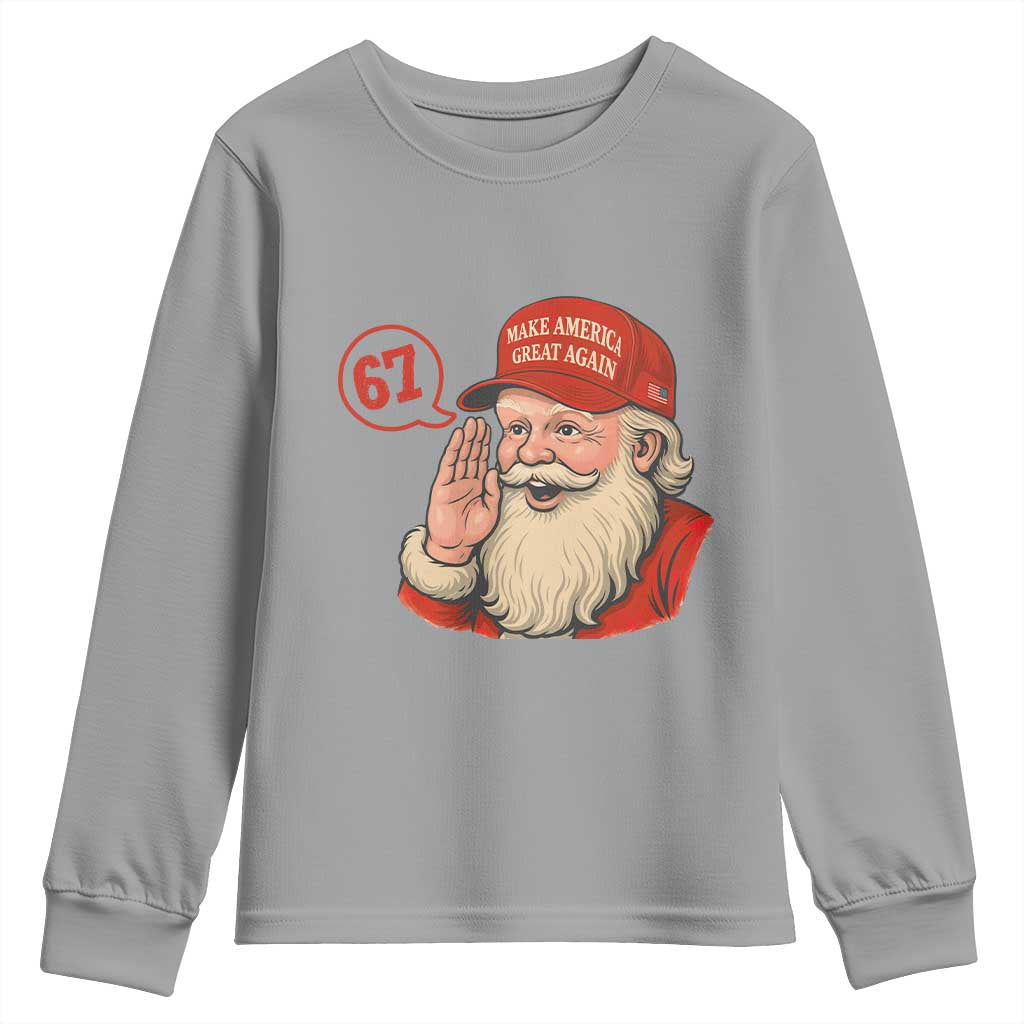 67 Six Seven Christmas Youth Sweatshirt Santa MAGA Hat Xmas TS14 Sport Gray Print Your Wear