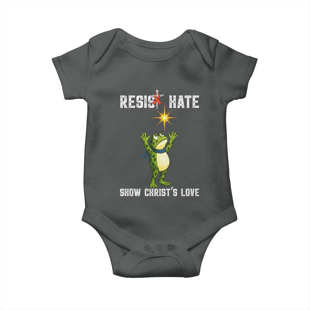 Resist Frog Baby Onesie Christian HIV Awareness Red Ribbon TS14 Dark Heather Print Your Wear