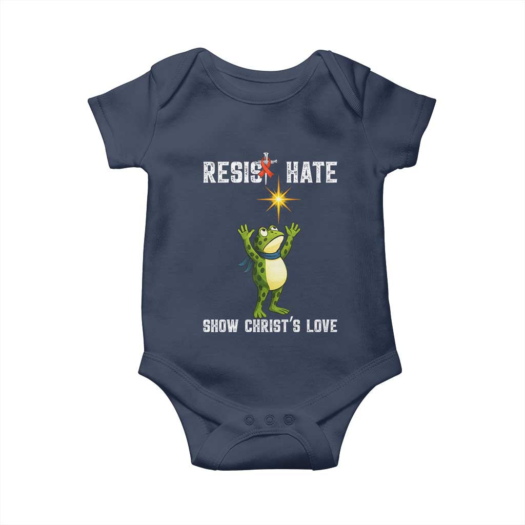Resist Frog Baby Onesie Christian HIV Awareness Red Ribbon TS14 Navy Print Your Wear