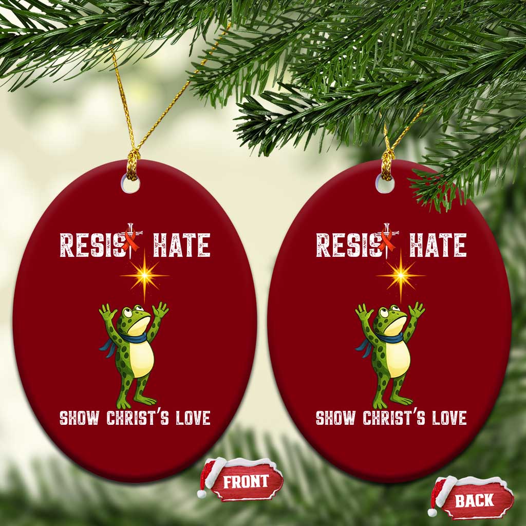 Resist Frog Ceramic Ornament Christian HIV Awareness Red Ribbon TS14 Print Your Wear