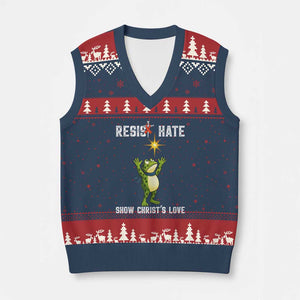 Resist Frog V-Neck Knit Sweater Vest Christian HIV Awareness Red Ribbon TS14 Navy Red Print Your Wear