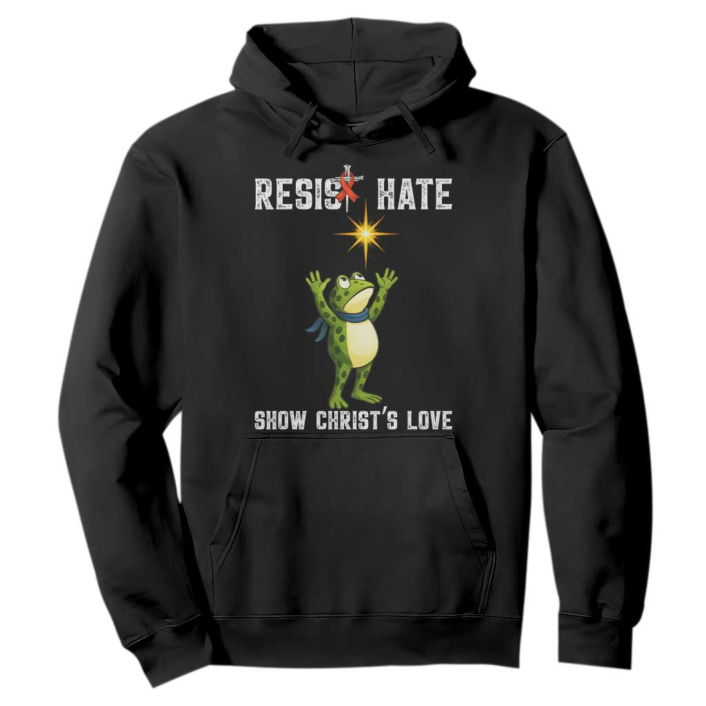 Resist Frog Hoodie Christian HIV Awareness Red Ribbon TS14 Black Print Your Wear