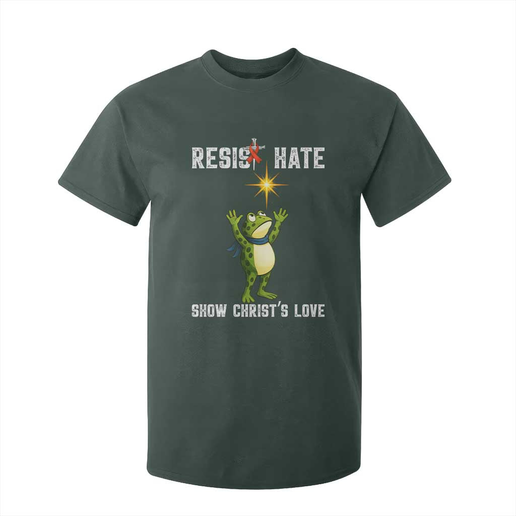 Resist Frog T Shirt For Kid Christian HIV Awareness Red Ribbon TS14 Dark Forest Green Print Your Wear