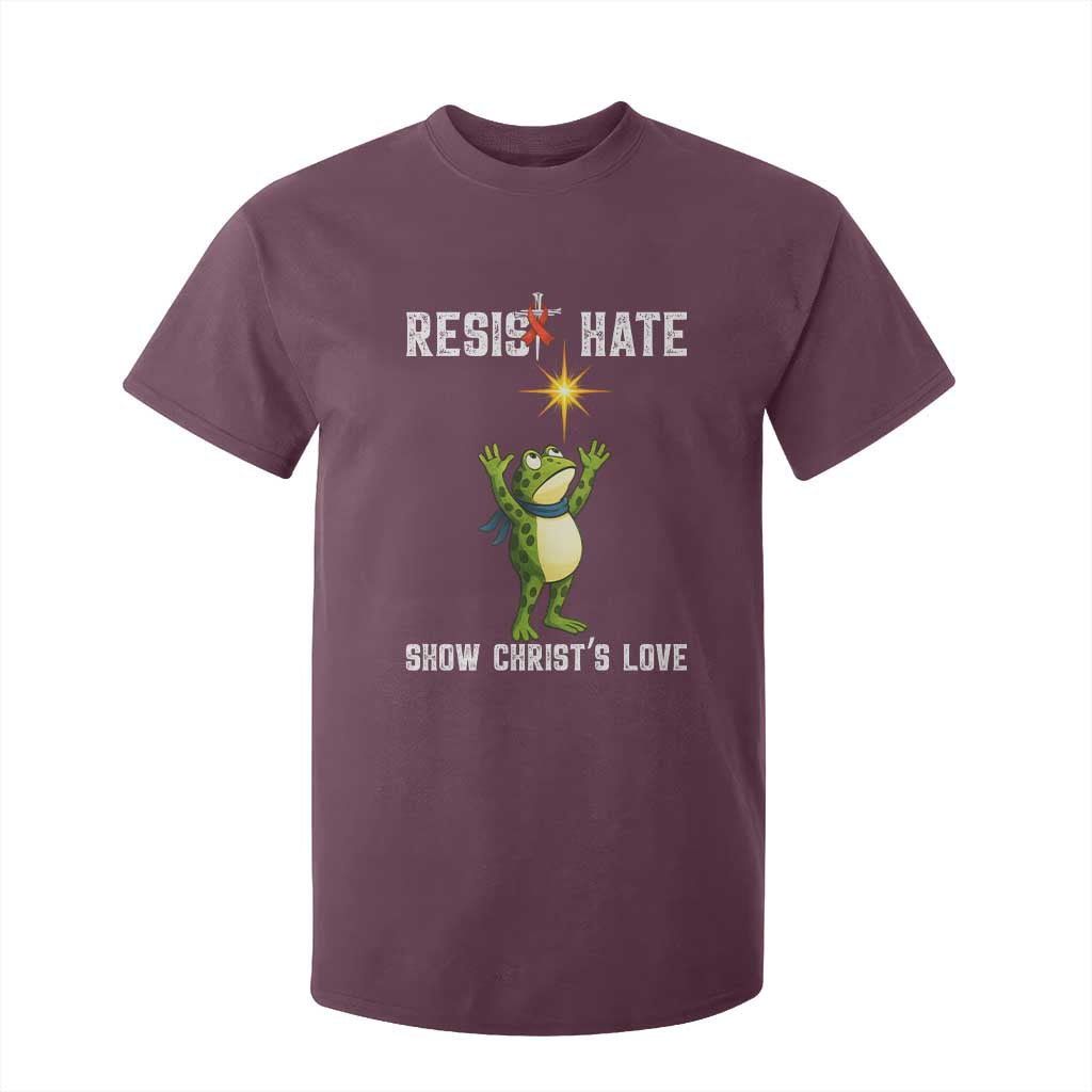 Resist Frog T Shirt For Kid Christian HIV Awareness Red Ribbon TS14 Maroon Print Your Wear