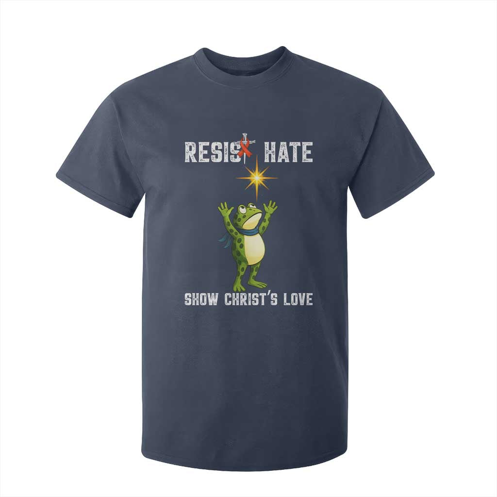 Resist Frog T Shirt For Kid Christian HIV Awareness Red Ribbon TS14 Navy Print Your Wear