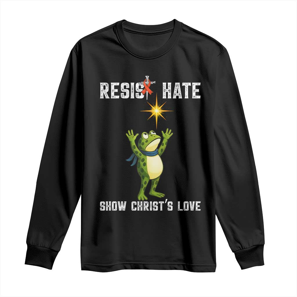 Resist Frog Long Sleeve Shirt Christian HIV Awareness Red Ribbon TS14 Black Print Your Wear