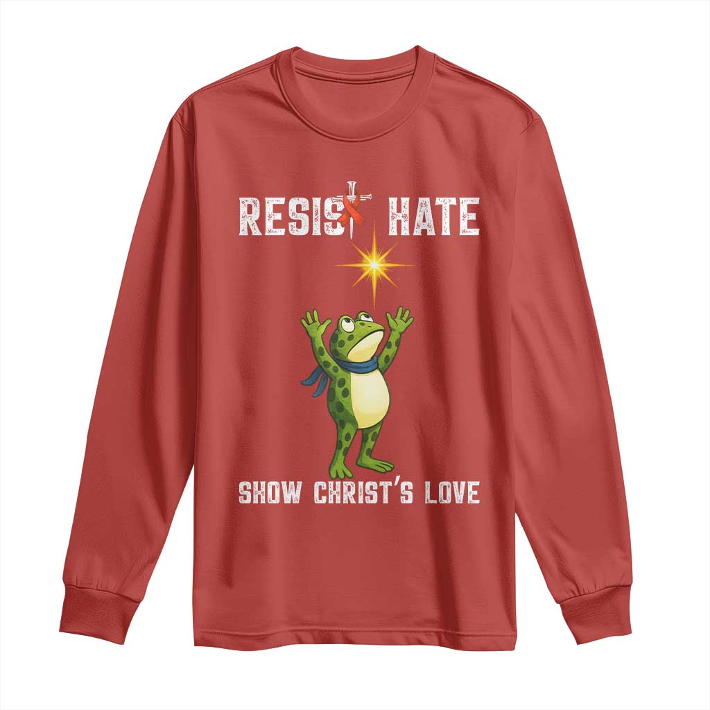 Resist Frog Long Sleeve Shirt Christian HIV Awareness Red Ribbon TS14 Red Print Your Wear