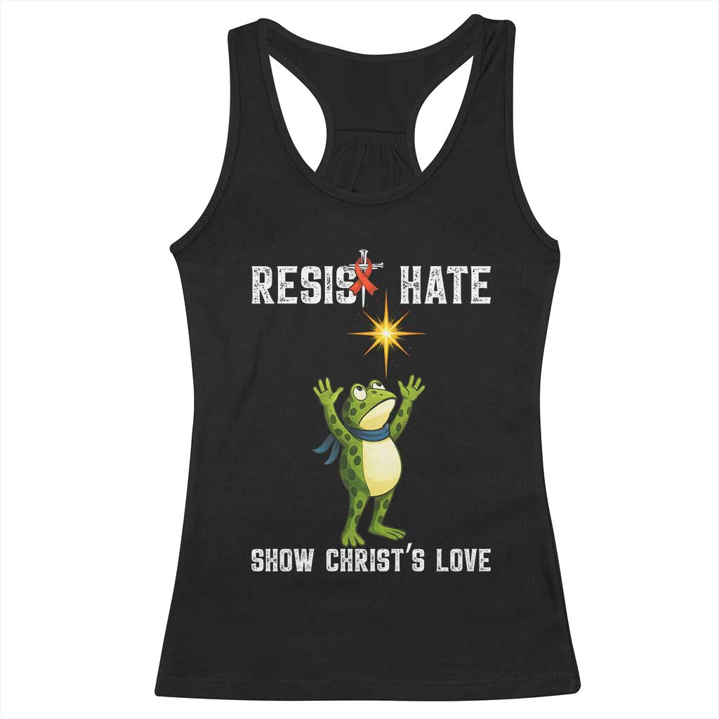 Resist Frog Racerback Tank Top Christian HIV Awareness Red Ribbon - Print Your Wear
