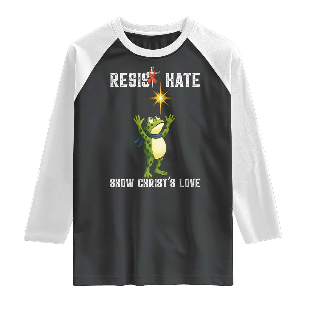 Resist Frog Raglan Shirt Christian HIV Awareness Red Ribbon TS14 Black White Print Your Wear