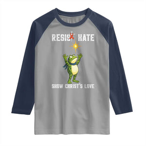 Resist Frog Raglan Shirt Christian HIV Awareness Red Ribbon TS14 Sport Gray Navy Print Your Wear