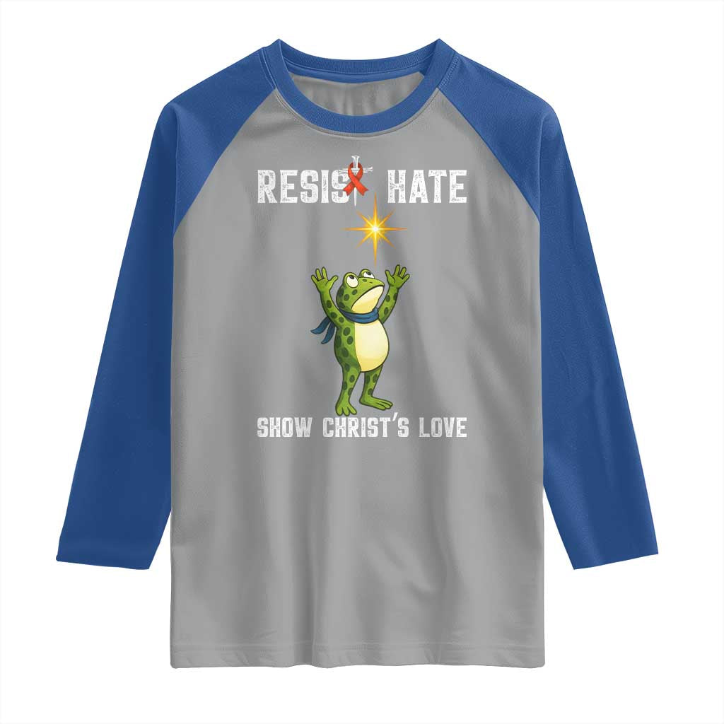 Resist Frog Raglan Shirt Christian HIV Awareness Red Ribbon TS14 Sport Gray Royal Print Your Wear