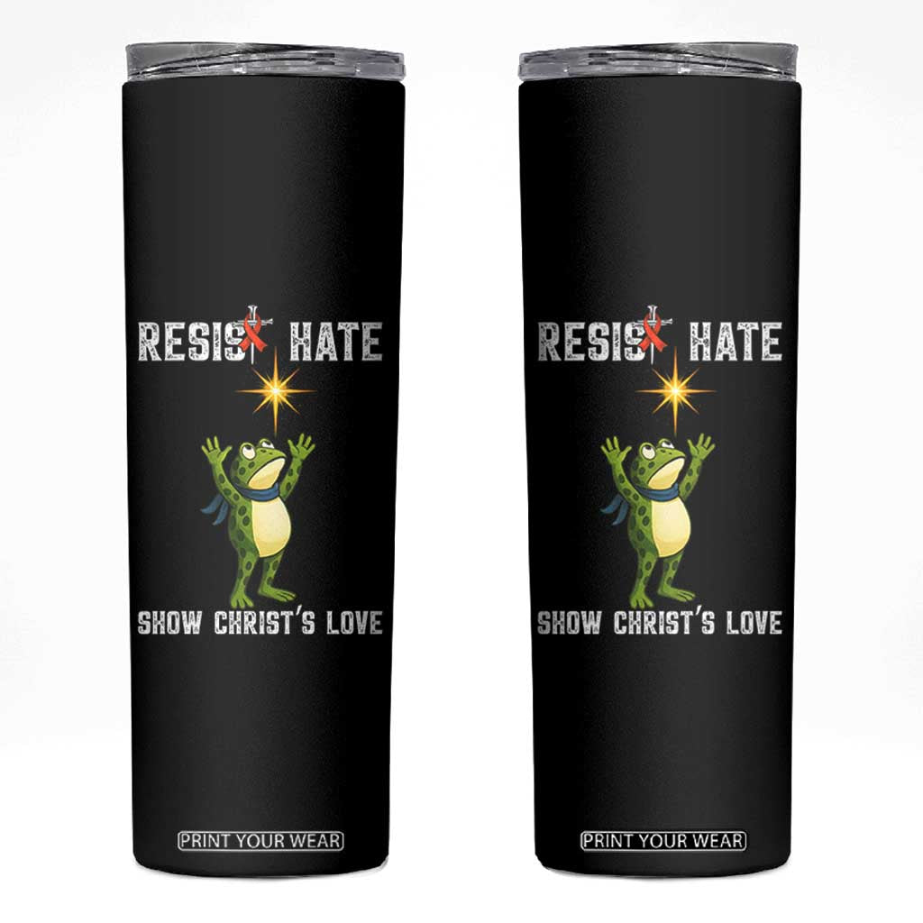 Resist Frog Skinny Tumbler Christian HIV Awareness Red Ribbon TS14 Black Print Your Wear