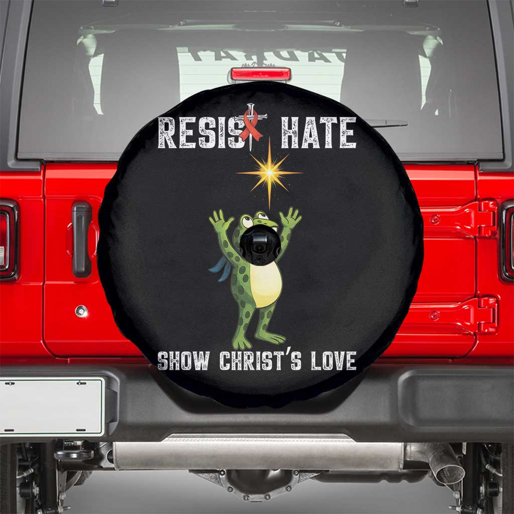 Resist Frog Spare Tire Cover Christian HIV Awareness Red Ribbon TS14 Black Print Your Wear