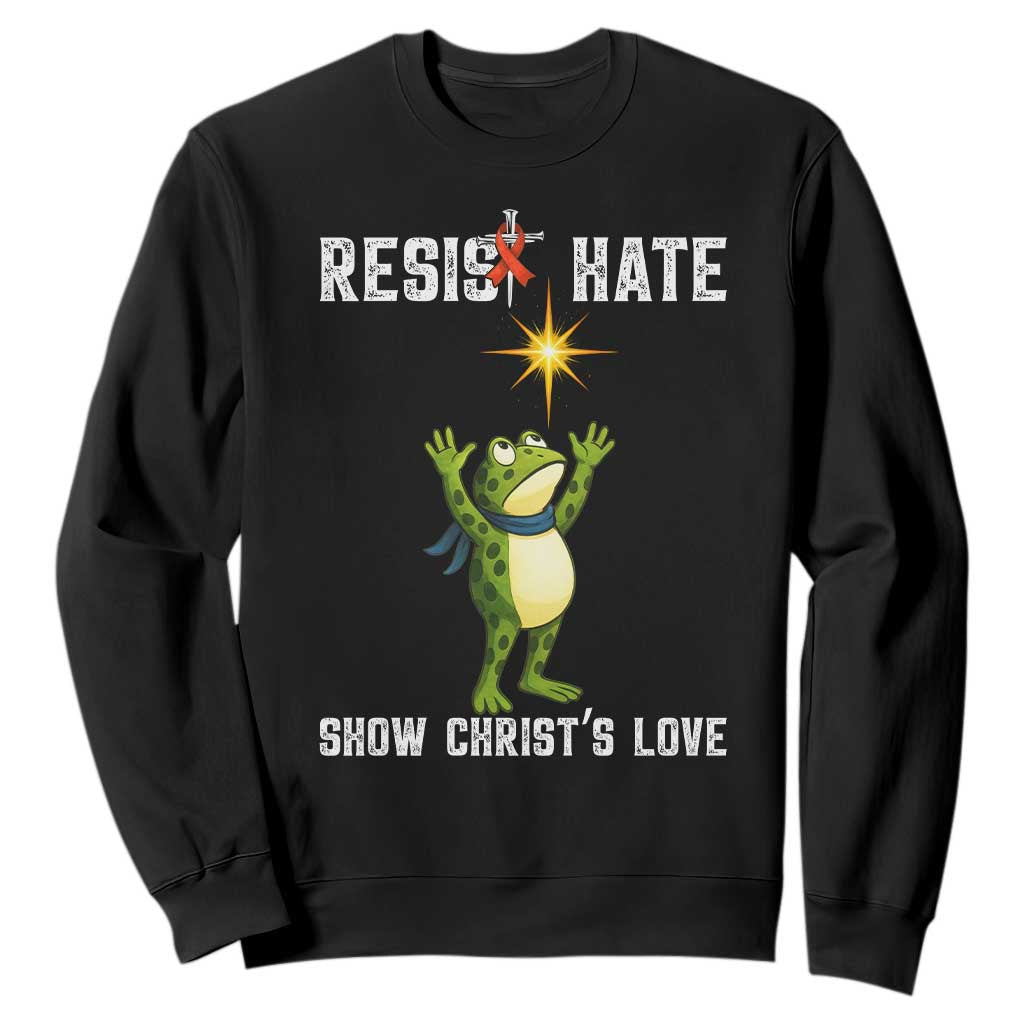 Resist Frog Sweatshirt Christian HIV Awareness Red Ribbon TS14 Black Print Your Wear