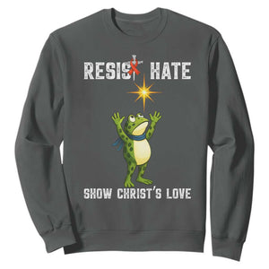Resist Frog Sweatshirt Christian HIV Awareness Red Ribbon TS14 Dark Heather Print Your Wear