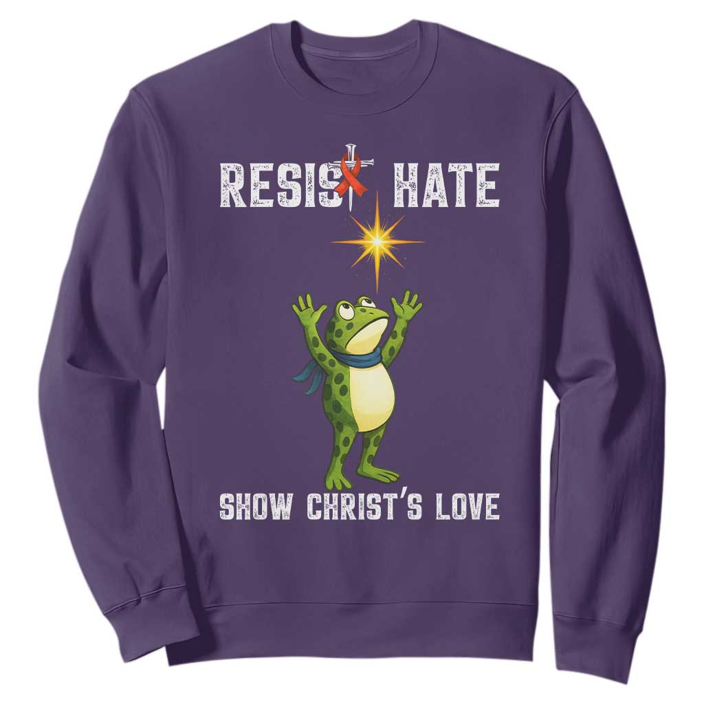 Resist Frog Sweatshirt Christian HIV Awareness Red Ribbon TS14 Purple Print Your Wear