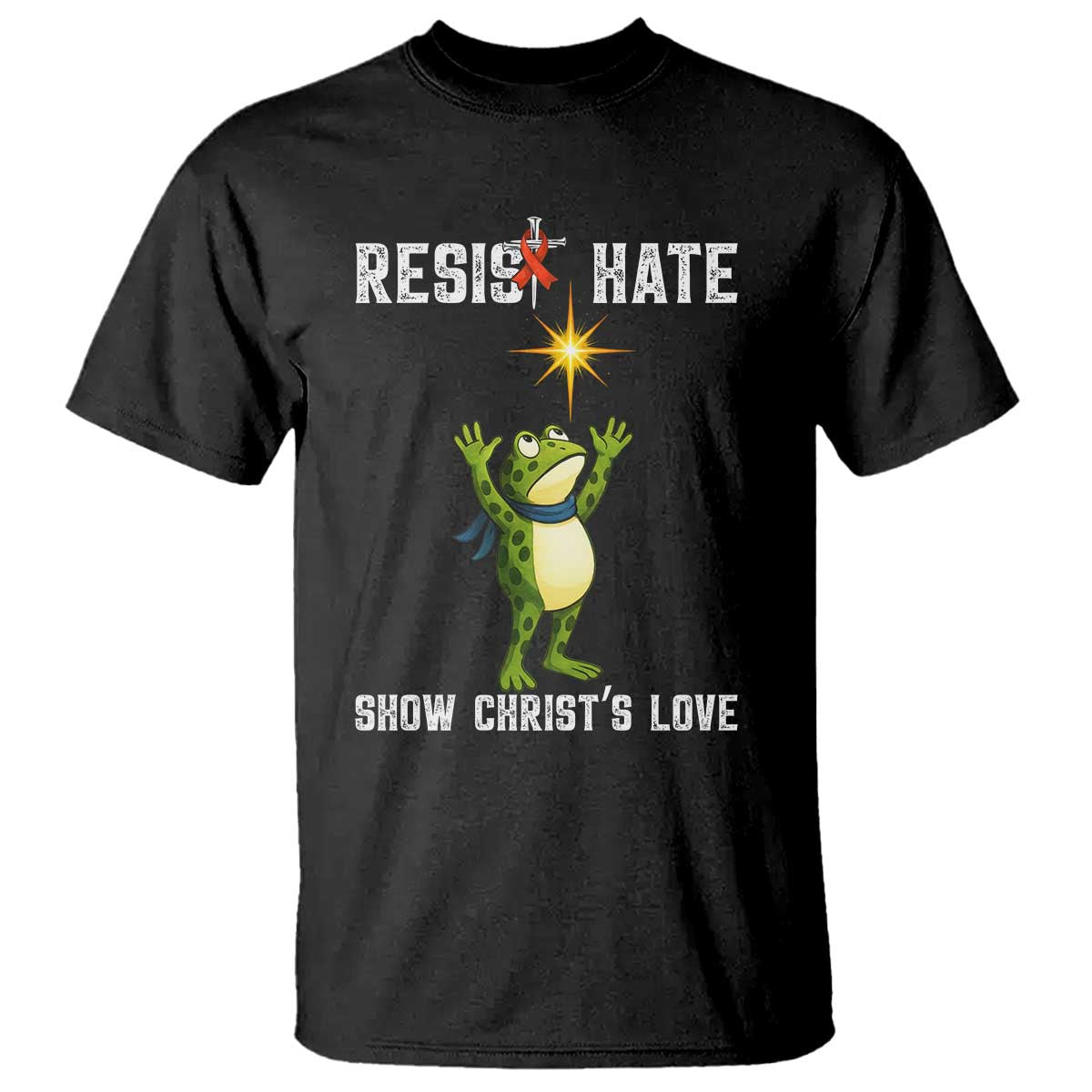 Resist Frog T Shirt Christian HIV Awareness Red Ribbon TS14 Black Print Your Wear