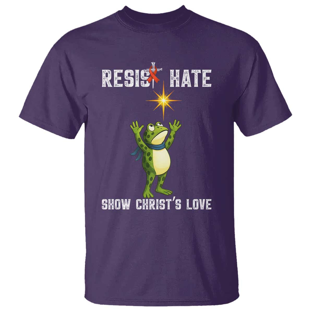 Resist Frog T Shirt Christian HIV Awareness Red Ribbon TS14 Purple Print Your Wear
