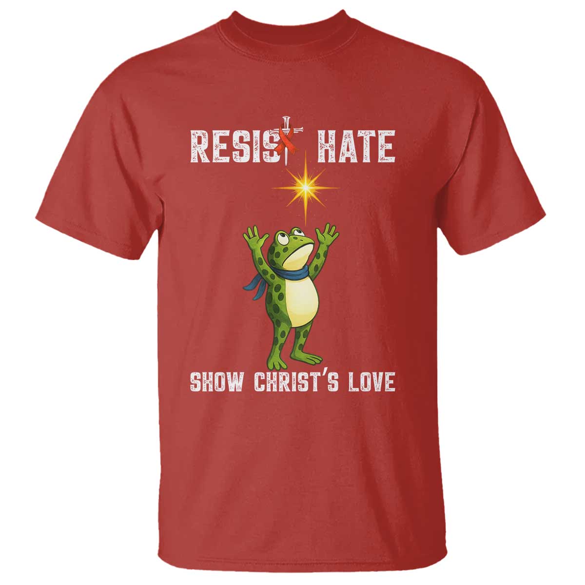 Resist Frog T Shirt Christian HIV Awareness Red Ribbon TS14 Red Print Your Wear