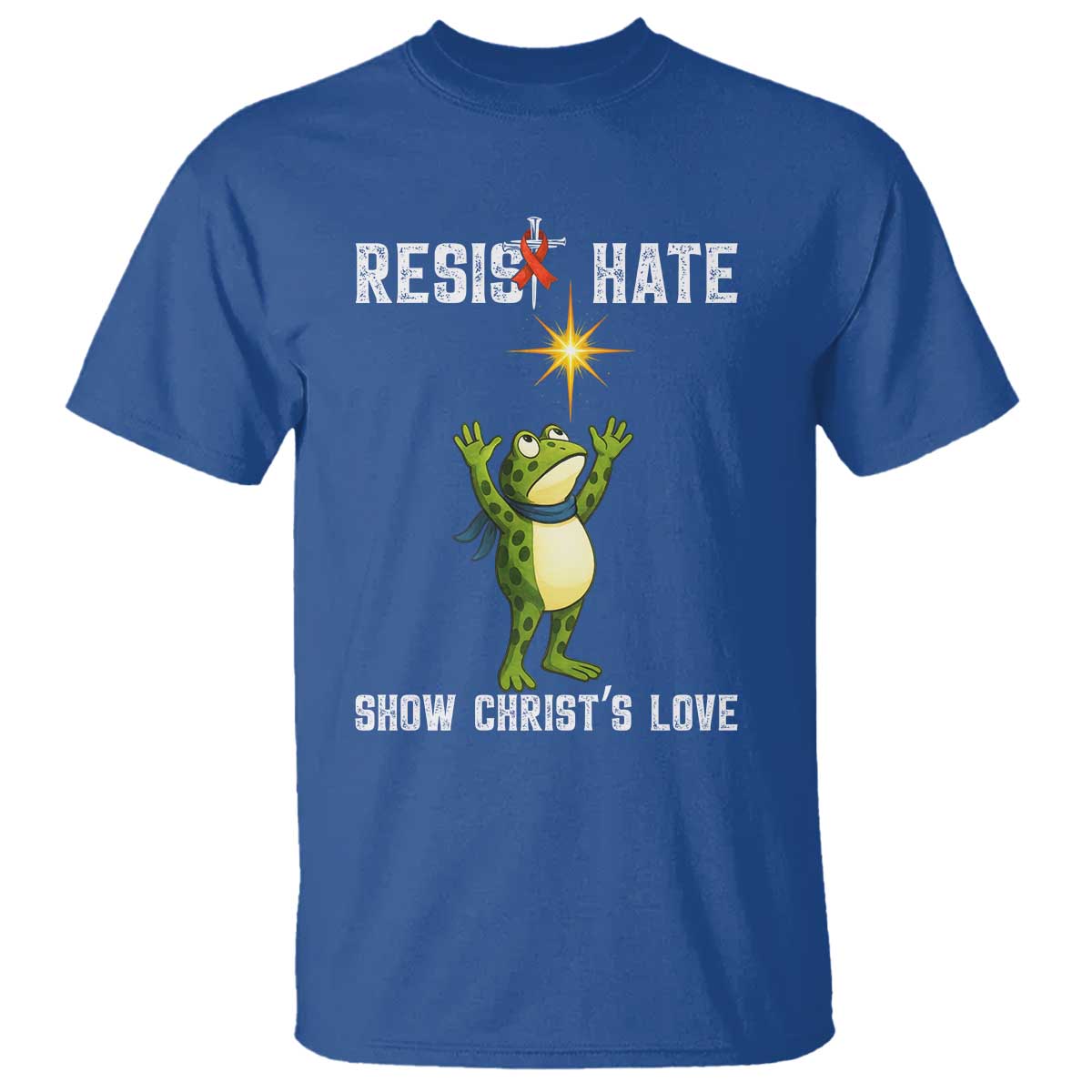 Resist Frog T Shirt Christian HIV Awareness Red Ribbon TS14 Royal Blue Print Your Wear