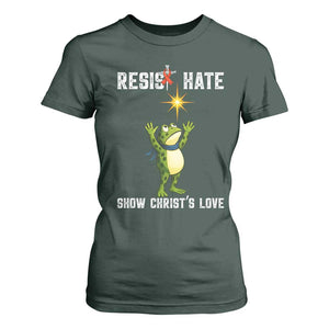 Resist Frog T Shirt For Women Christian HIV Awareness Red Ribbon TS14 Dark Forest Green Print Your Wear