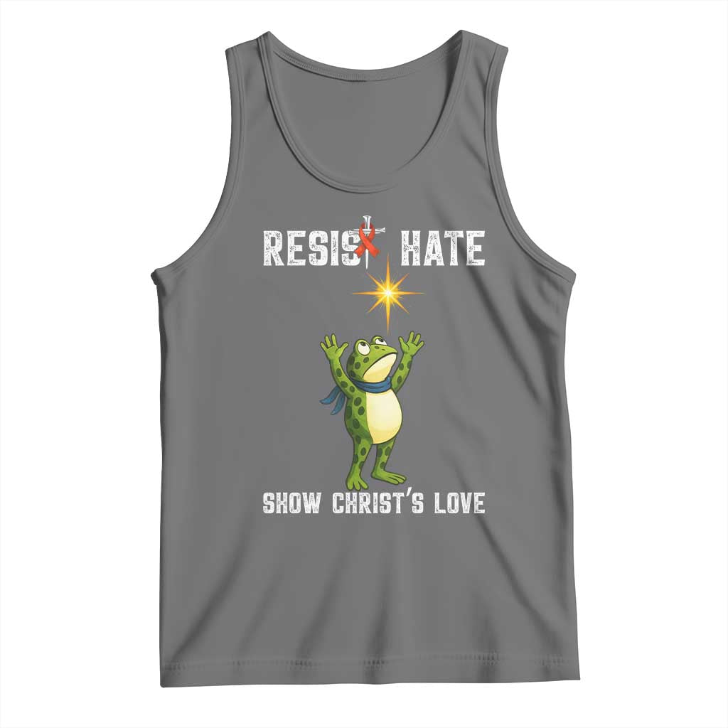 Resist Frog Tank Top Christian HIV Awareness Red Ribbon TS14 Black Heather Print Your Wear