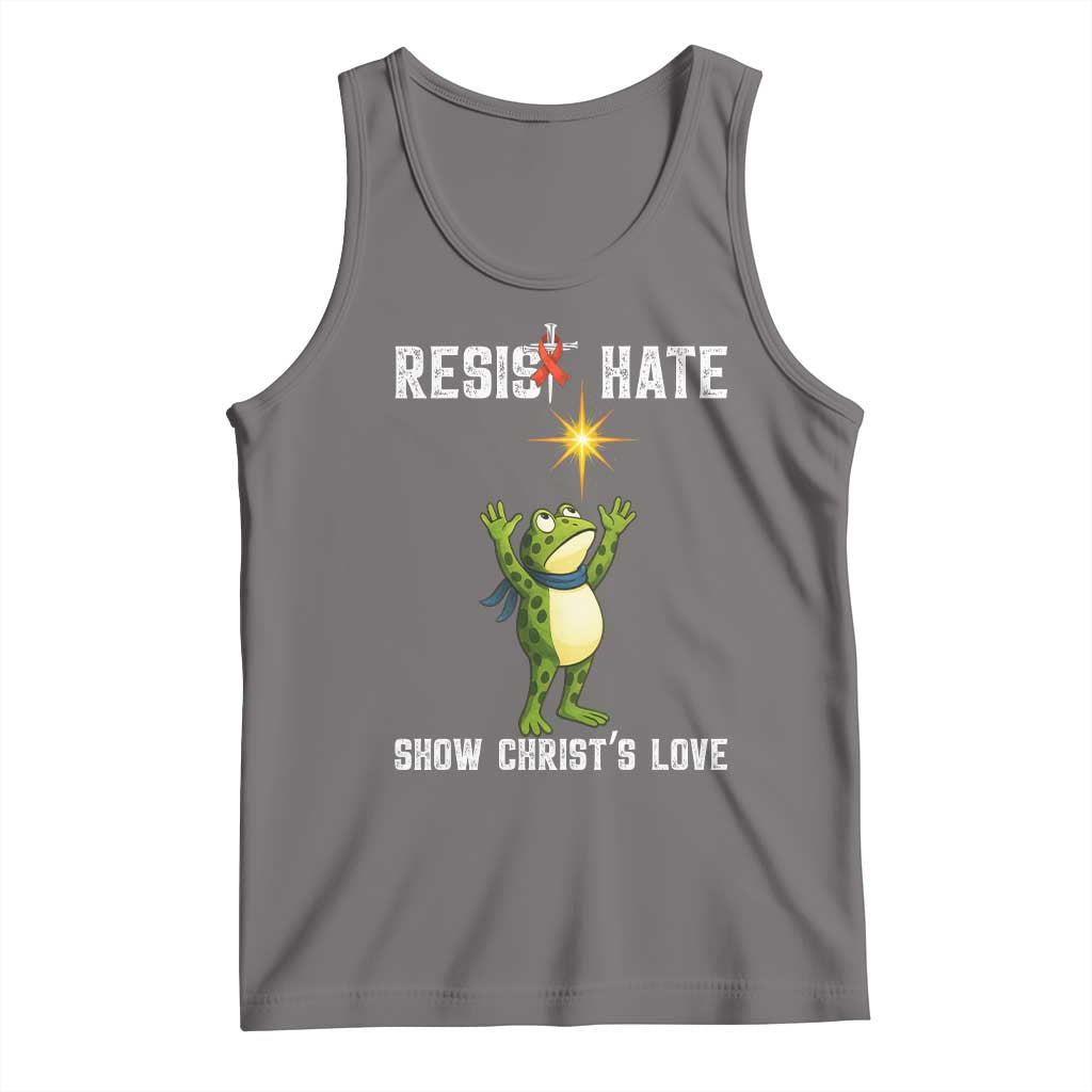 Resist Frog Tank Top Christian HIV Awareness Red Ribbon TS14 Deep Heather Print Your Wear