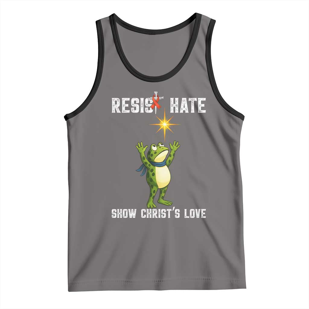 Resist Frog Tank Top Christian HIV Awareness Red Ribbon TS14 Deep Heather Black Print Your Wear