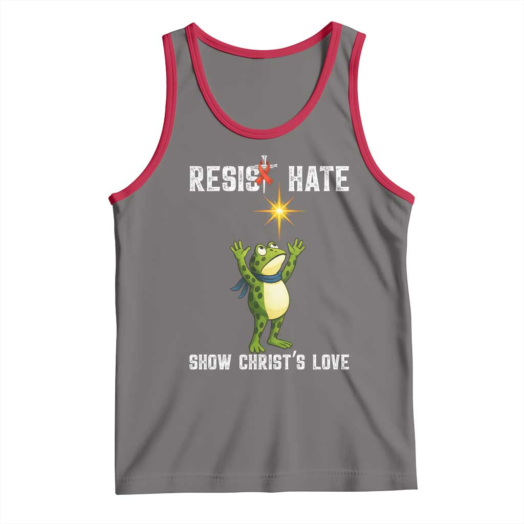 Resist Frog Tank Top Christian HIV Awareness Red Ribbon TS14 Deep Heather Red Print Your Wear