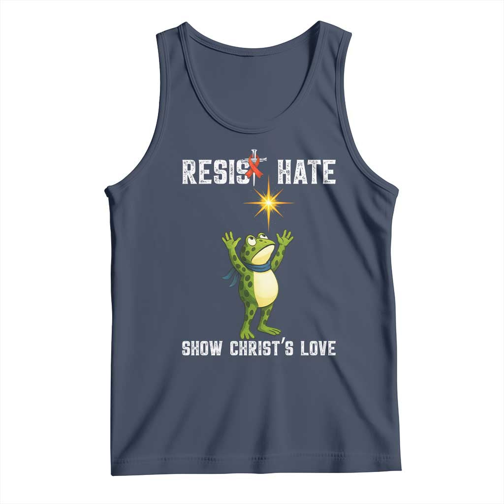 Resist Frog Tank Top Christian HIV Awareness Red Ribbon TS14 Navy Print Your Wear