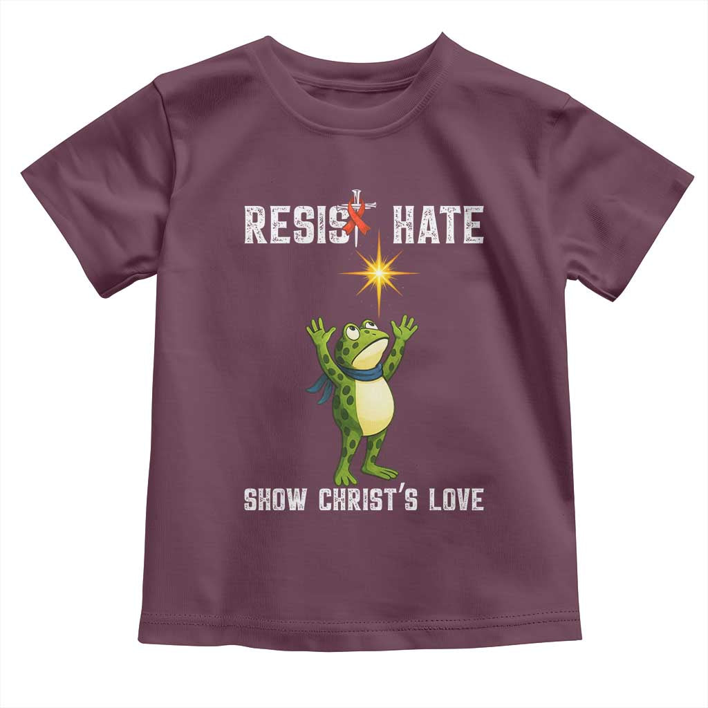 Resist Frog Toddler T Shirt Christian HIV Awareness Red Ribbon TS14 Maroon Print Your Wear