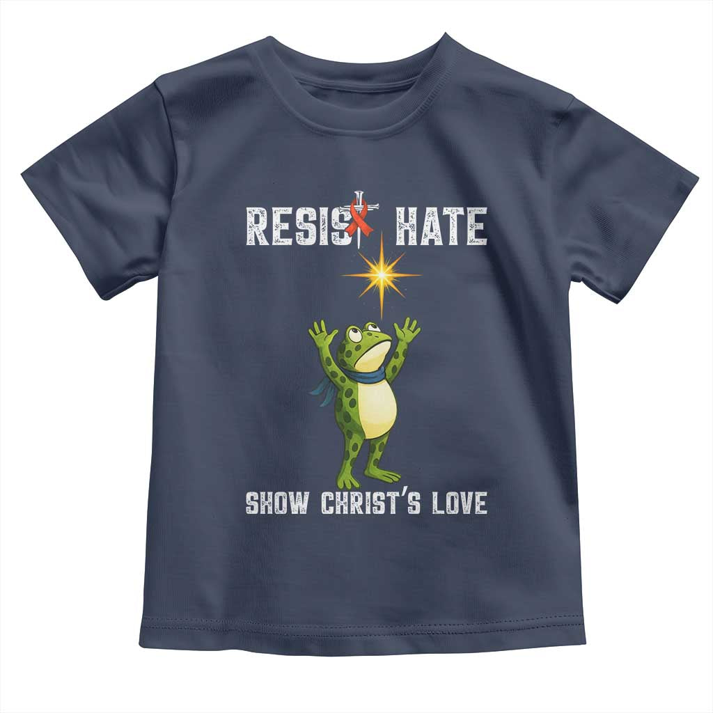 Resist Frog Toddler T Shirt Christian HIV Awareness Red Ribbon TS14 Navy Print Your Wear