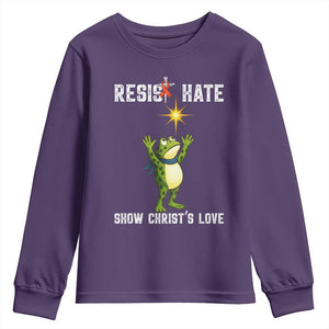 Resist Frog Youth Sweatshirt Christian HIV Awareness Red Ribbon TS14 Purple Print Your Wear