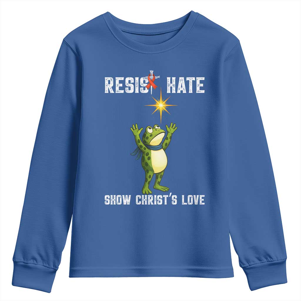 Resist Frog Youth Sweatshirt Christian HIV Awareness Red Ribbon TS14 Royal Blue Print Your Wear