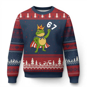 Resist Frog Ugly Christmas Sweater Super American 67 Six Seven Meme TS14 Navy Red Print Your Wear