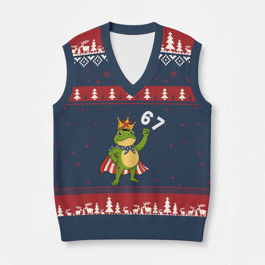 Resist Frog V-Neck Knit Sweater Vest Super American 67 Six Seven Meme TS14 Navy Red Print Your Wear