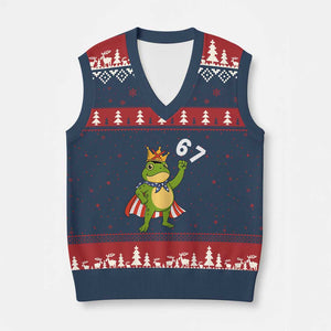 Resist Frog V-Neck Knit Sweater Vest Super American 67 Six Seven Meme TS14 Navy Red Print Your Wear