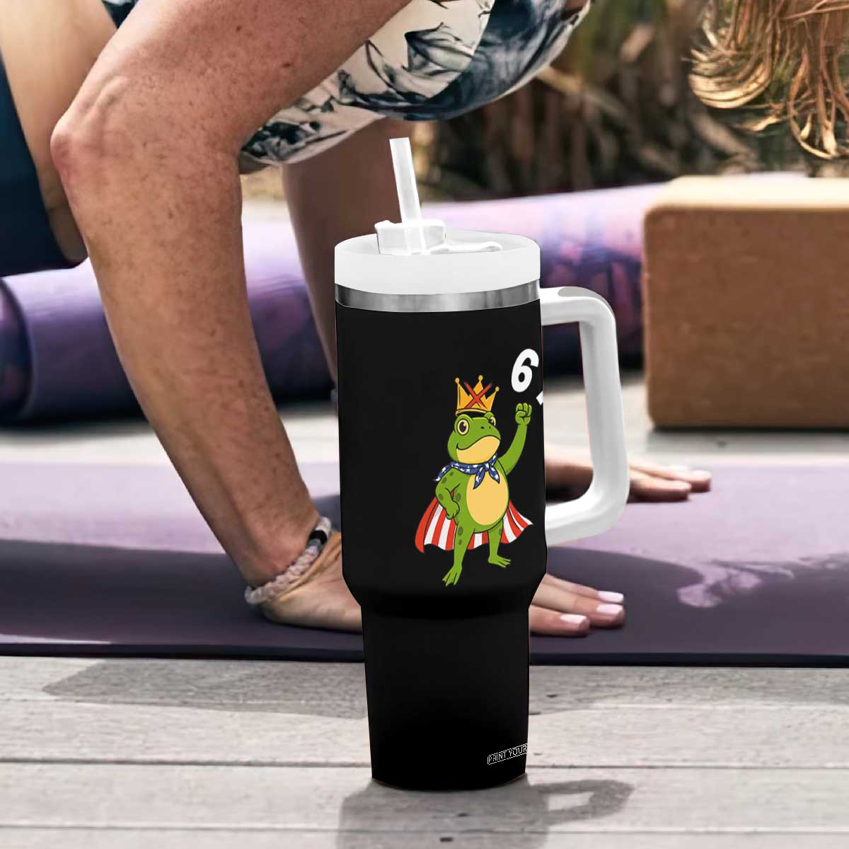 Resist Frog Tumbler With Handle Super American 67 Six Seven Meme TS14 Print Your Wear