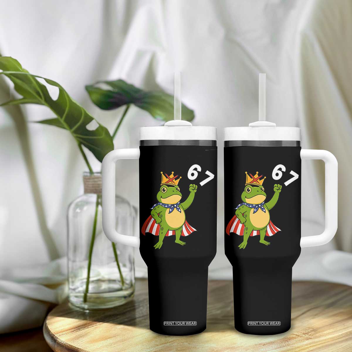 Resist Frog Tumbler With Handle Super American 67 Six Seven Meme TS14 Print Your Wear