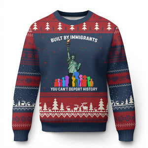 Immigrant Rights Ugly Christmas Sweater Built by Immigrants You Can Not Deport History TS14 Navy Red Print Your Wear
