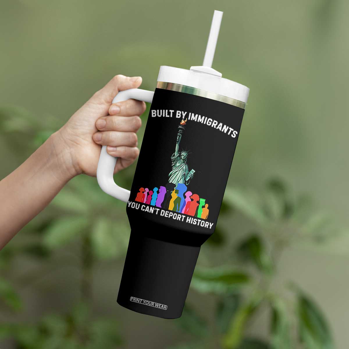 Immigrant Rights Tumbler With Handle Built by Immigrants You Can Not Deport History TS14 Print Your Wear