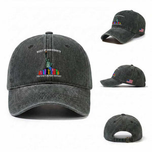 Immigrant Rights Washed Cotton Baseball Cap Built by Immigrants You Can Not Deport History TS14 Washed Cap Universal Fit Dark Green Print Your Wear